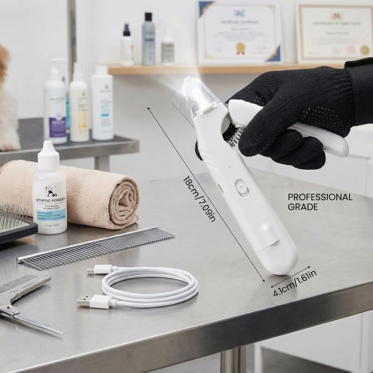 2-in-1 Professional Dog Nail Clipper & Grinder – Ultra-Quiet & Rechargeable