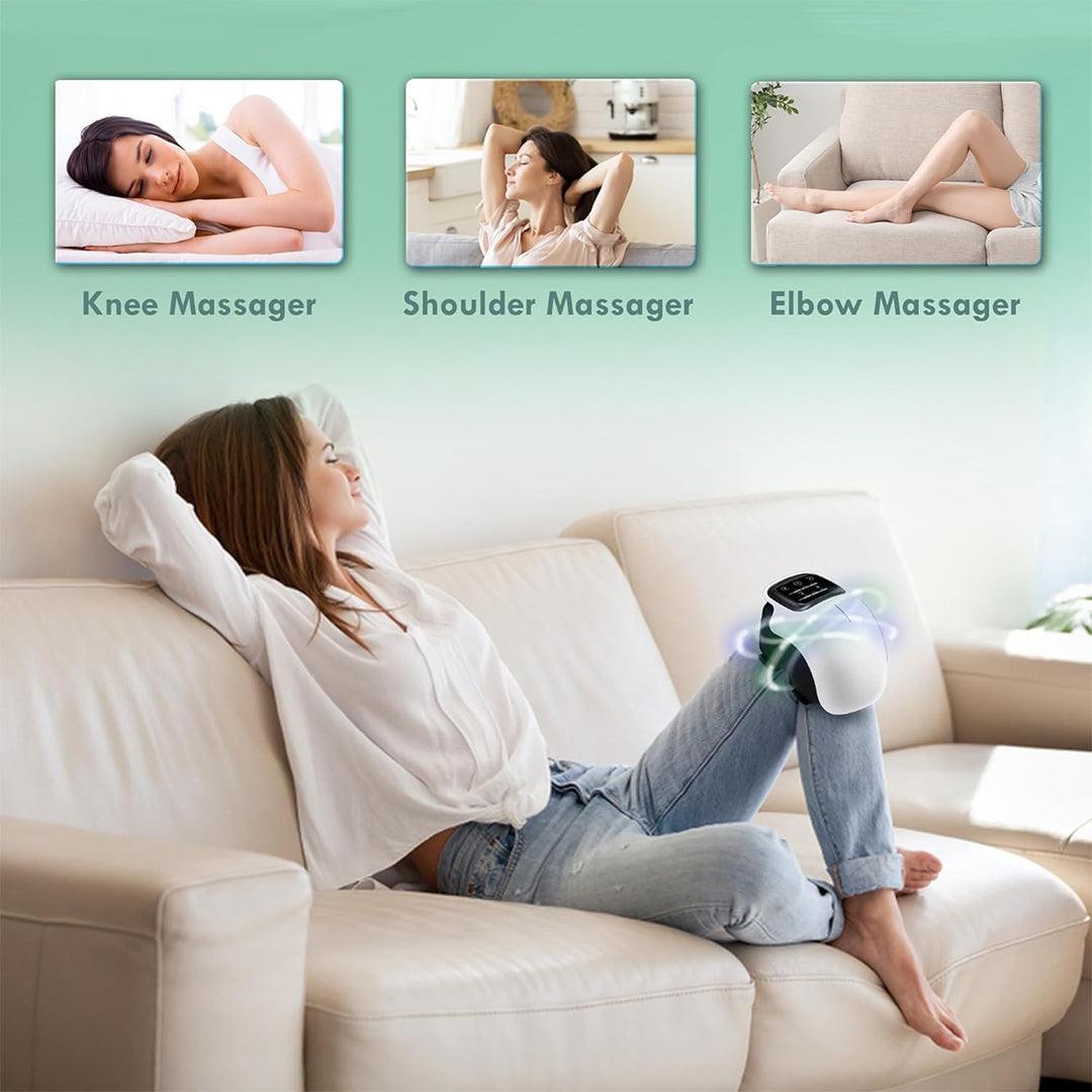Knee Massager Machine - Electric Knee Massager Pain Relief Red Light Hot Vibration Massage