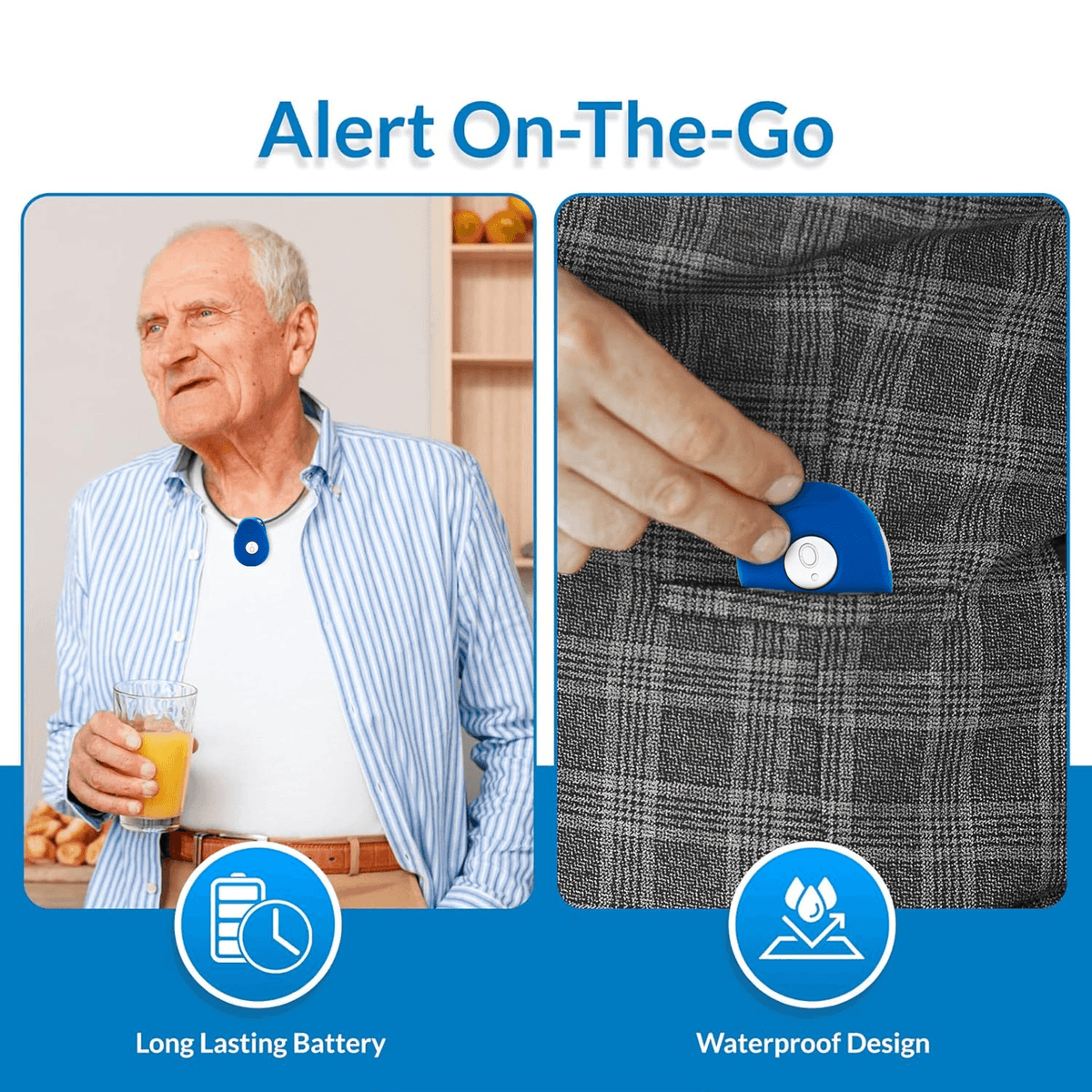 Fall Detection Devices- Anywhere Elderly Alarm ,Fall Detect 100% Mobile Talking Pendant