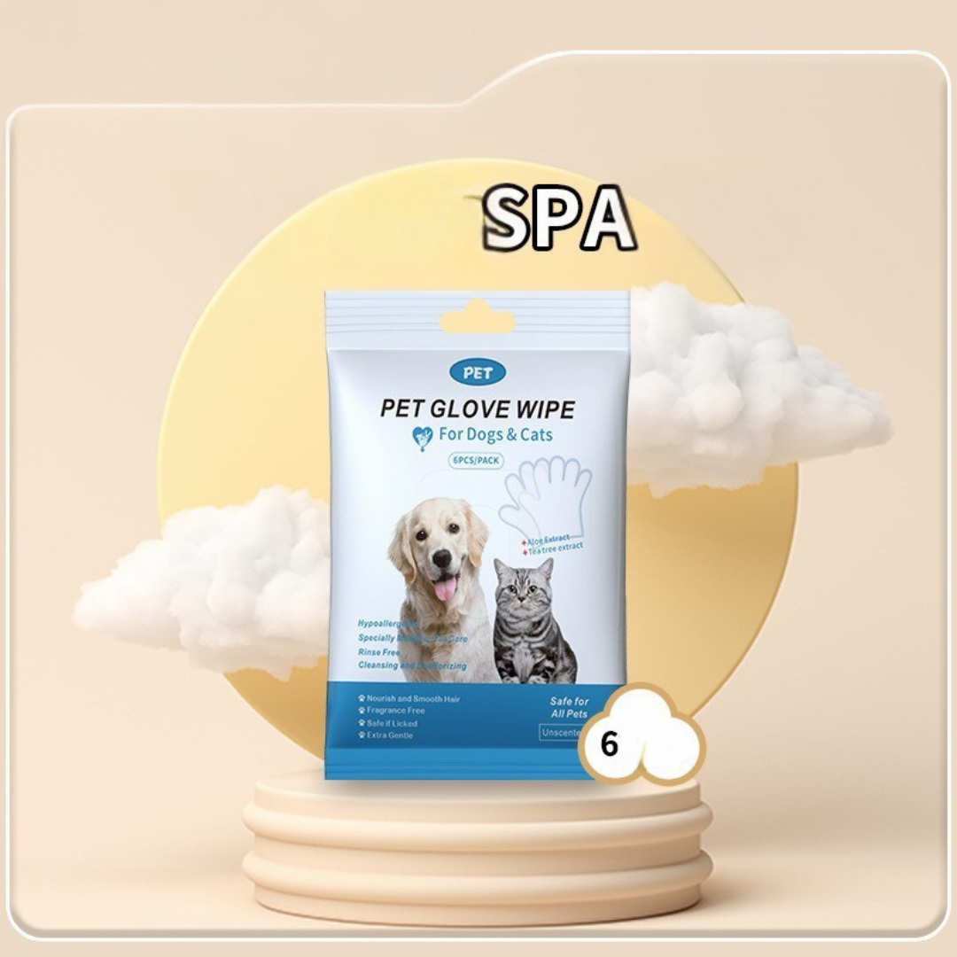 Glove cleaning wipes for pets