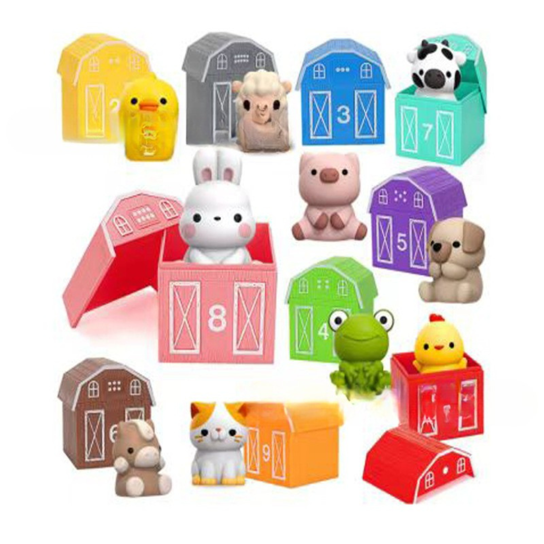 Educational farm finger puppet stacking game