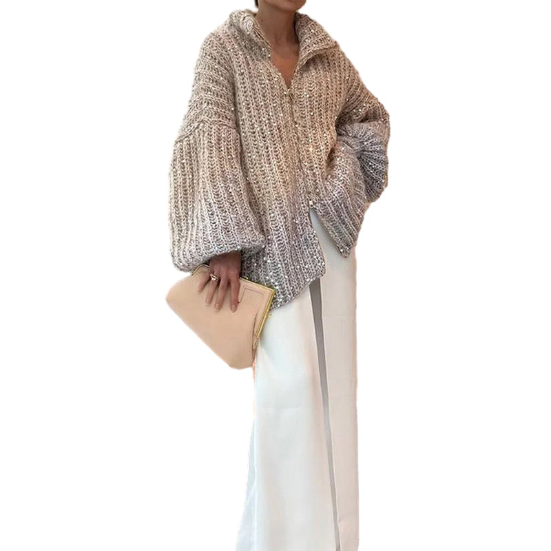 🔥Hot Sale 50% off🔥Knitted Sweater Jacket With Monochromatic Sequins
