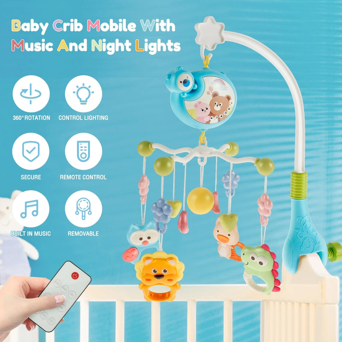 Baby crib music mobile rattle toy
