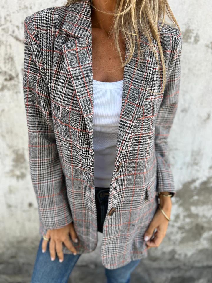 š„Fall Lapel Collar Slim Button Plaid Small Suit For Women