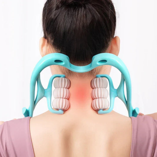 Multifunctional Manual Six-wheel Neck Massager Roller
