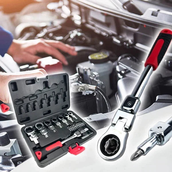 🔧20pcs Flexible Head Ratchet Spanner Set