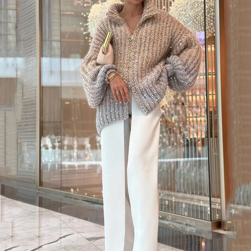 🔥Hot Sale 50% off🔥Knitted Sweater Jacket With Monochromatic Sequins
