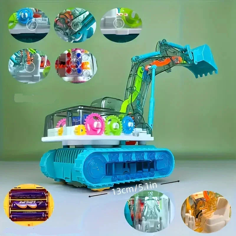Dancing and glowing musical excavator