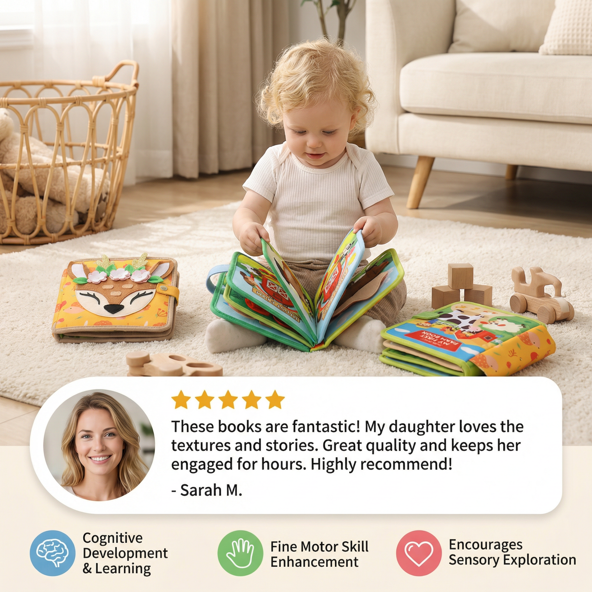 3-Piece Montessori Learning & Story Book Set for Kids