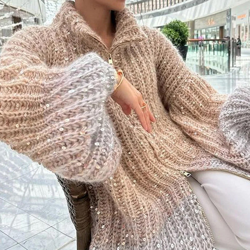 🔥Hot Sale 50% off🔥Knitted Sweater Jacket With Monochromatic Sequins