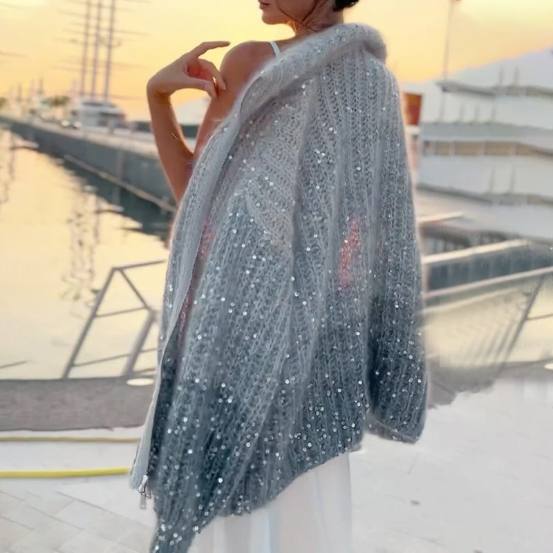 🔥Hot Sale 50% off🔥Knitted Sweater Jacket With Monochromatic Sequins