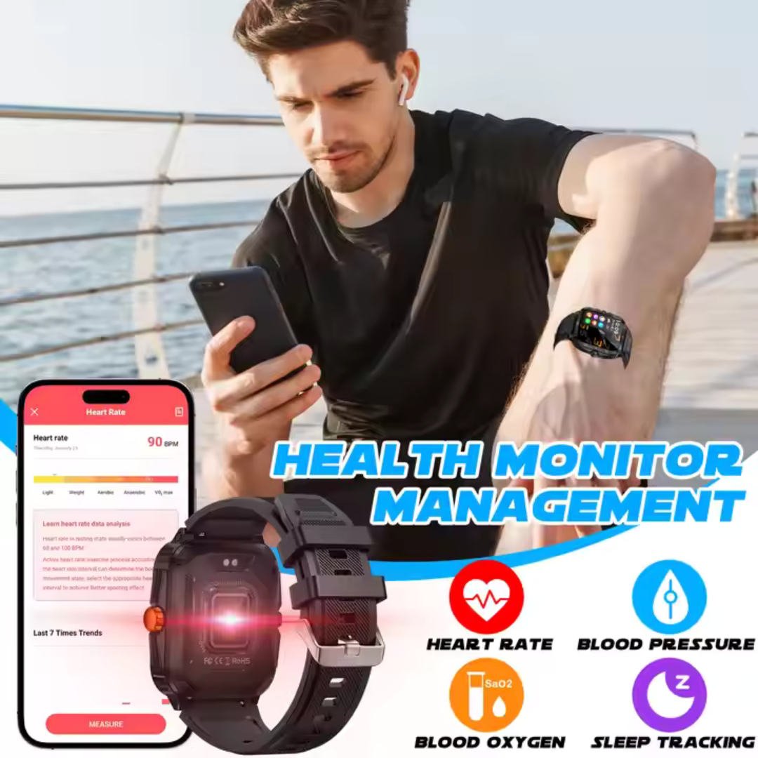 Airwatch Titan X – Rugged Smartwatch with Fitness Tracking, SMS & Calls, Waterproof