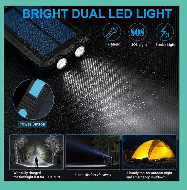 1O000000mAh Solar Power Bank LED Battery Charger For Cell Phone
