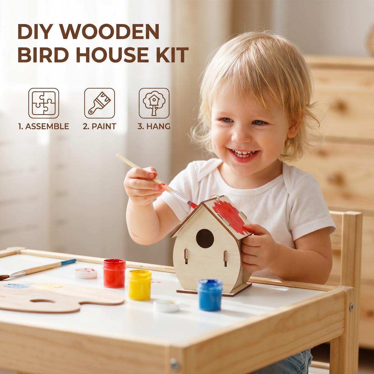Colorful DIY Wooden Birdhouse Kit for Kids – Paint & Craft Set