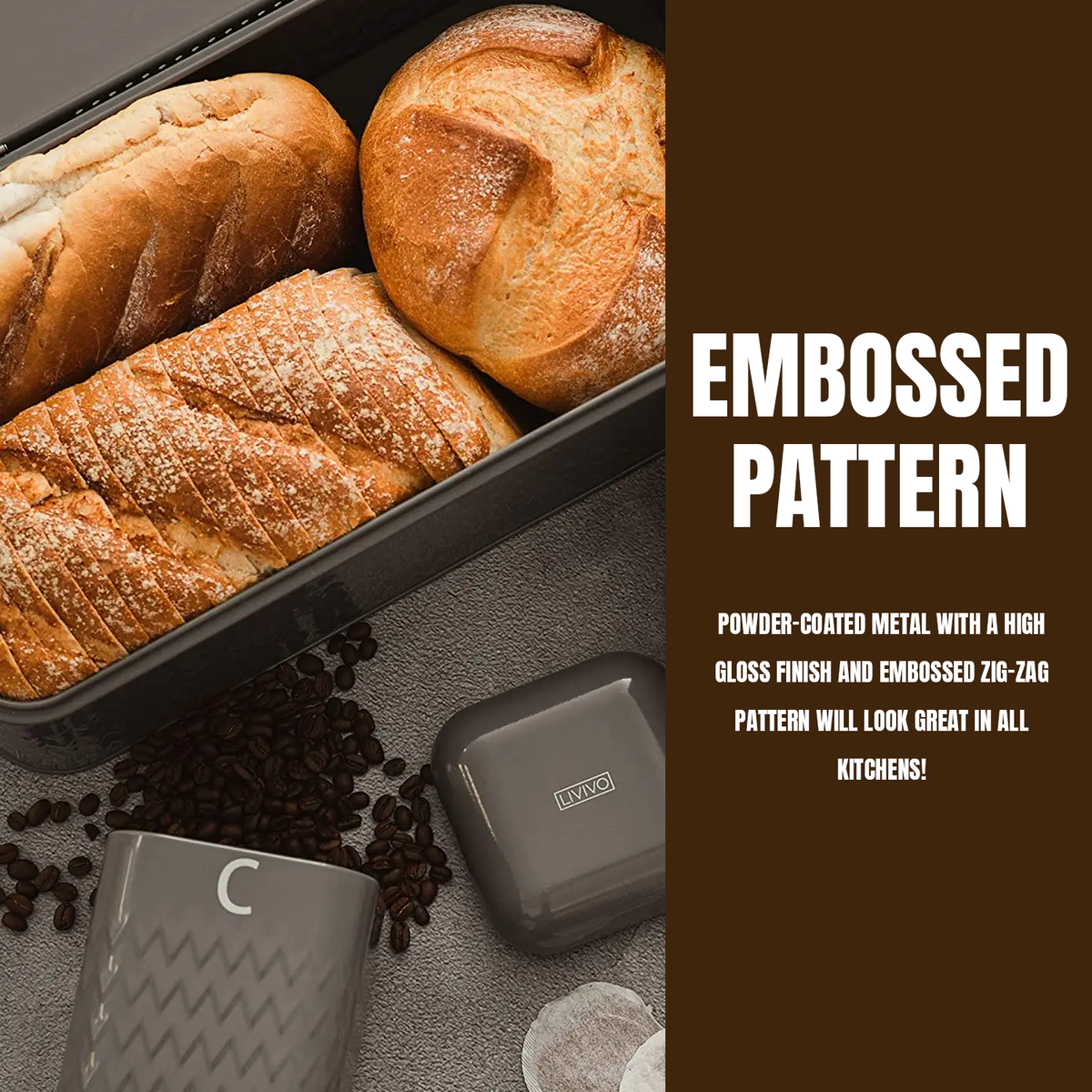 Bread Bin Set – 4-Piece Kitchen Storage Set with Tea, Coffee & Sugar Canisters