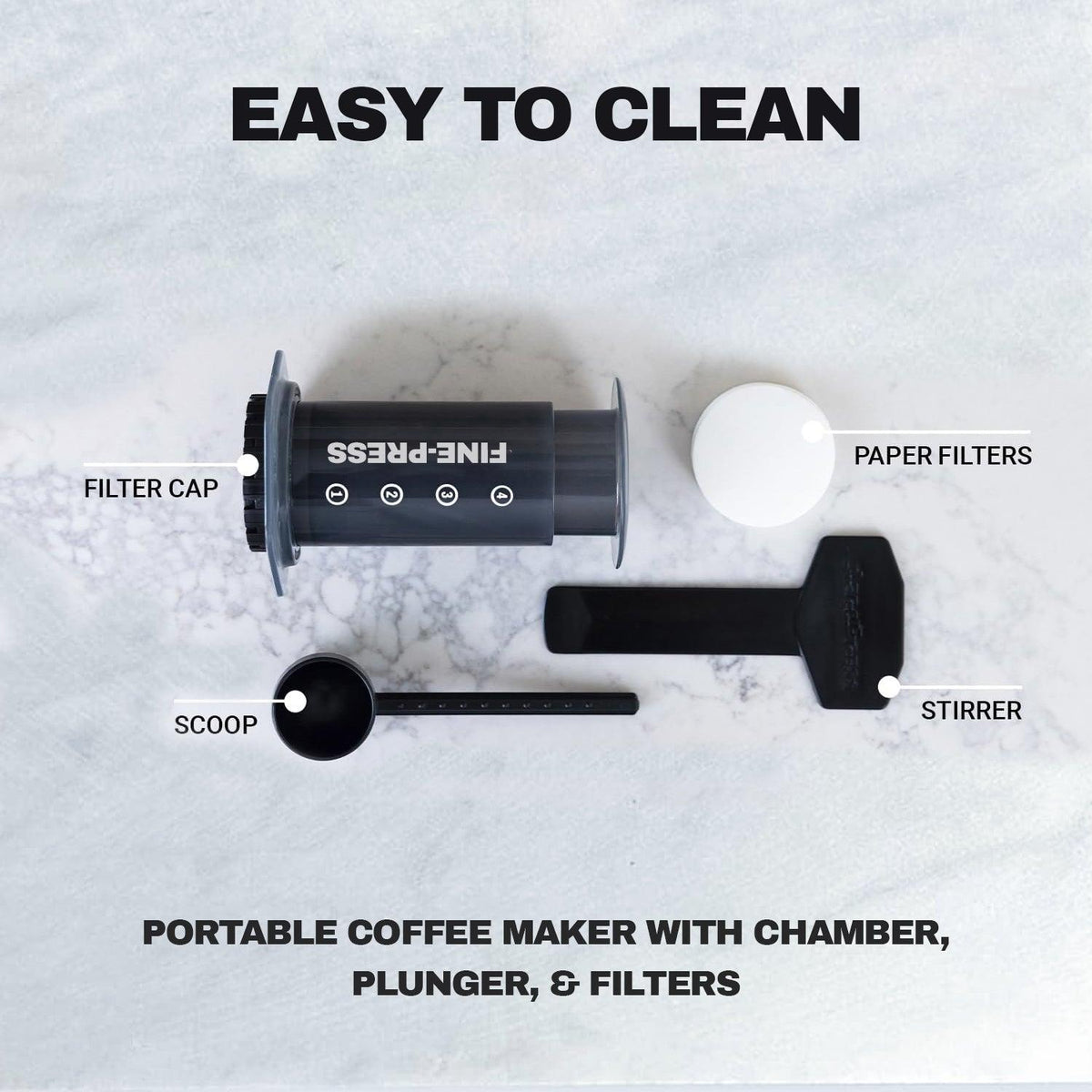Espresso Coffee Machine - Quickly Makes Delicious Coffee Without Bitterness 1 to 3 Cups Per Pressing