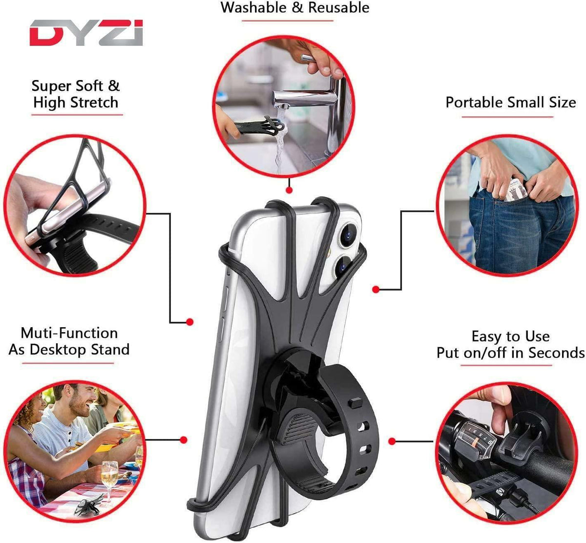 Waterproof Phone Mount for Bike - Bike Bycycle Waterproof 360° 4" to 6.5" Phone Holder Mount Detachable