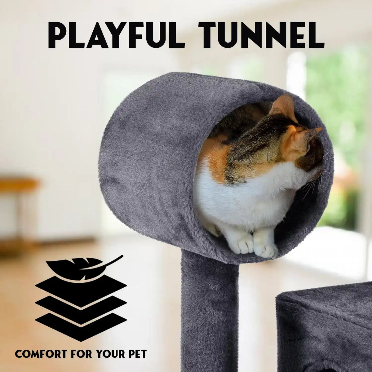 Cat Tree Scratching Post – 130cm Multi-Level Tower with Scratching Posts and Cozy Hideouts