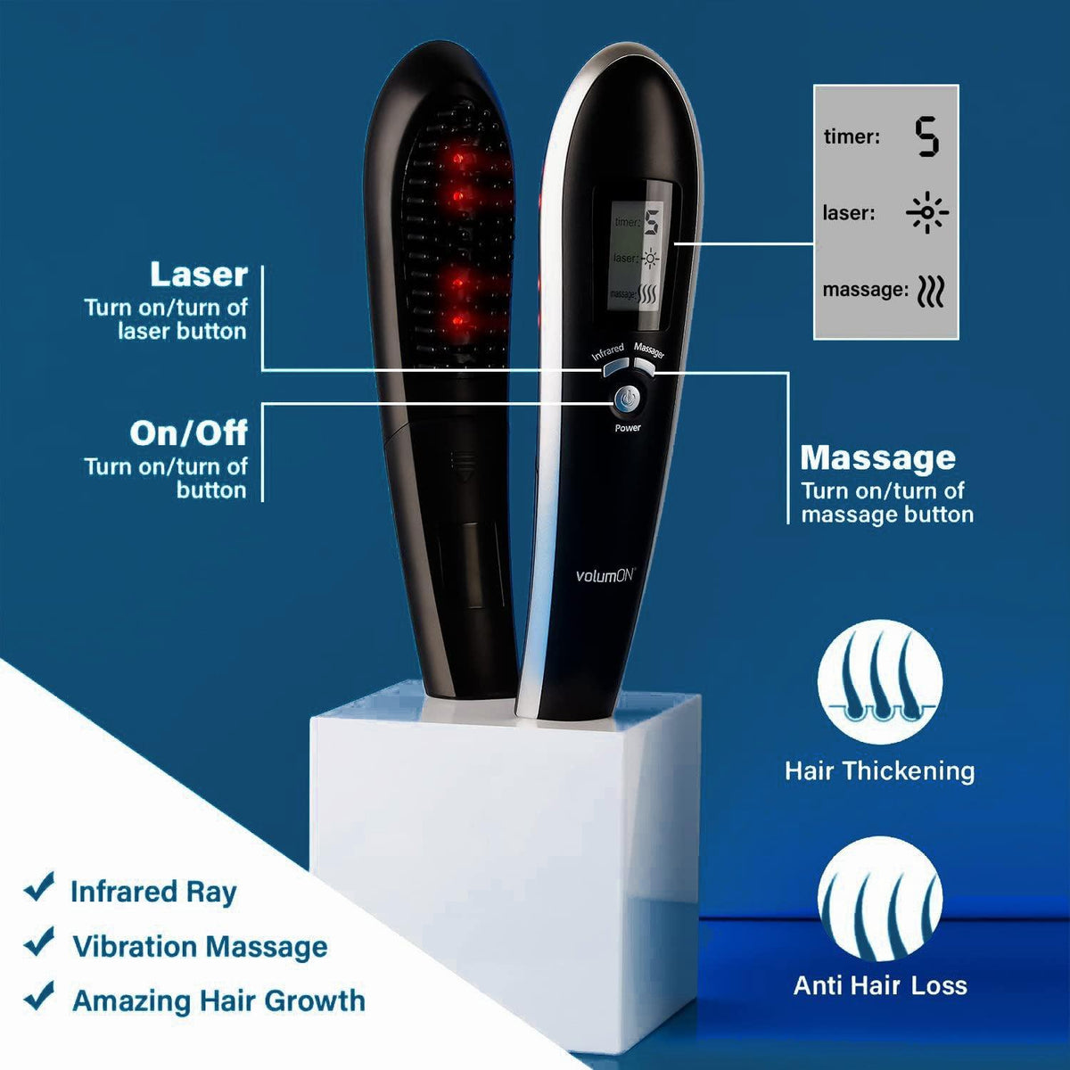 Laser Combs for Hair Growth - Laser Massage Comb For Infrared Hair Growth Regrowth Hair Thickening Home Use UK