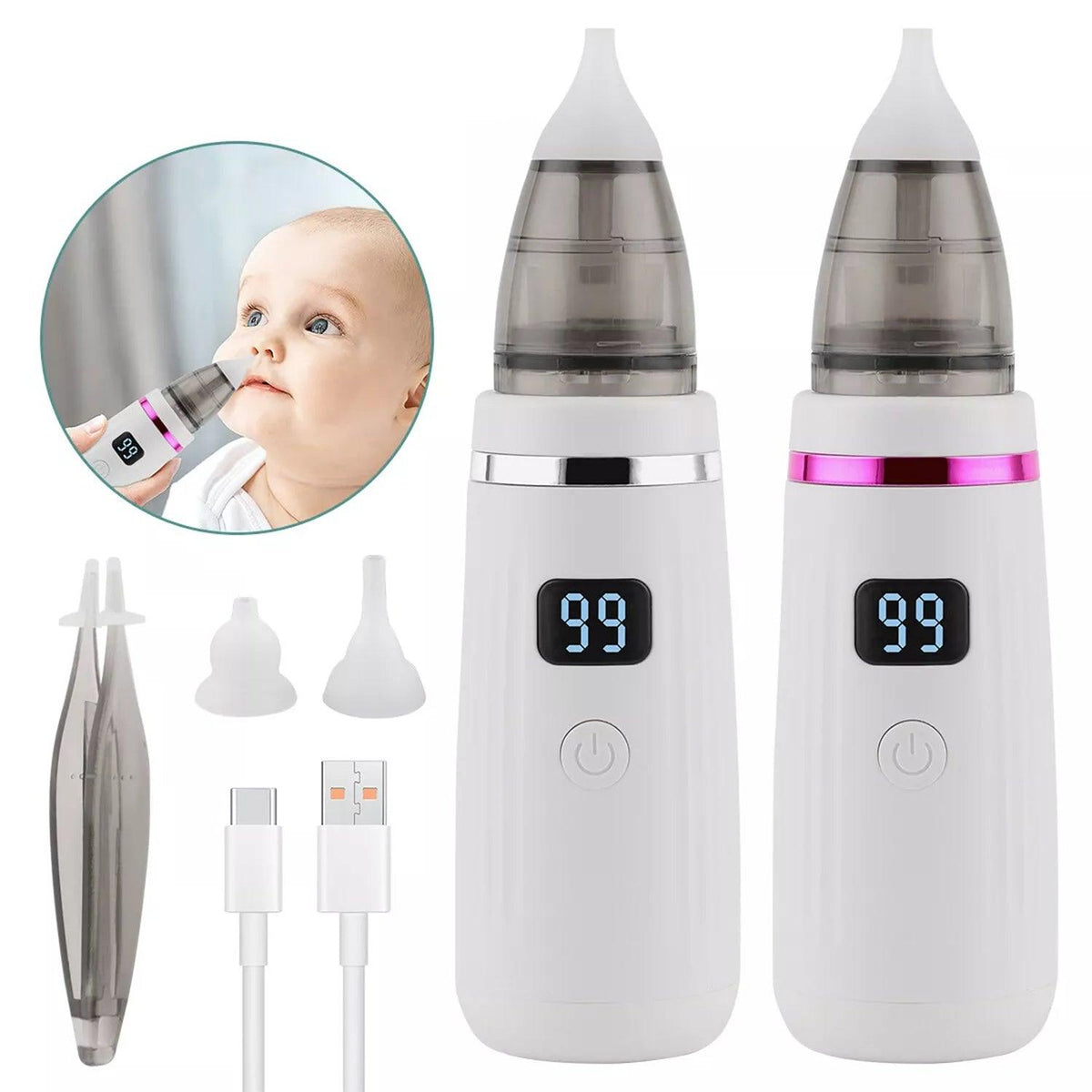 Electric Nose Aspirator - Rechargeable Baby Nasal Aspirator Safe Hygienic Nose Cleaner for Infant