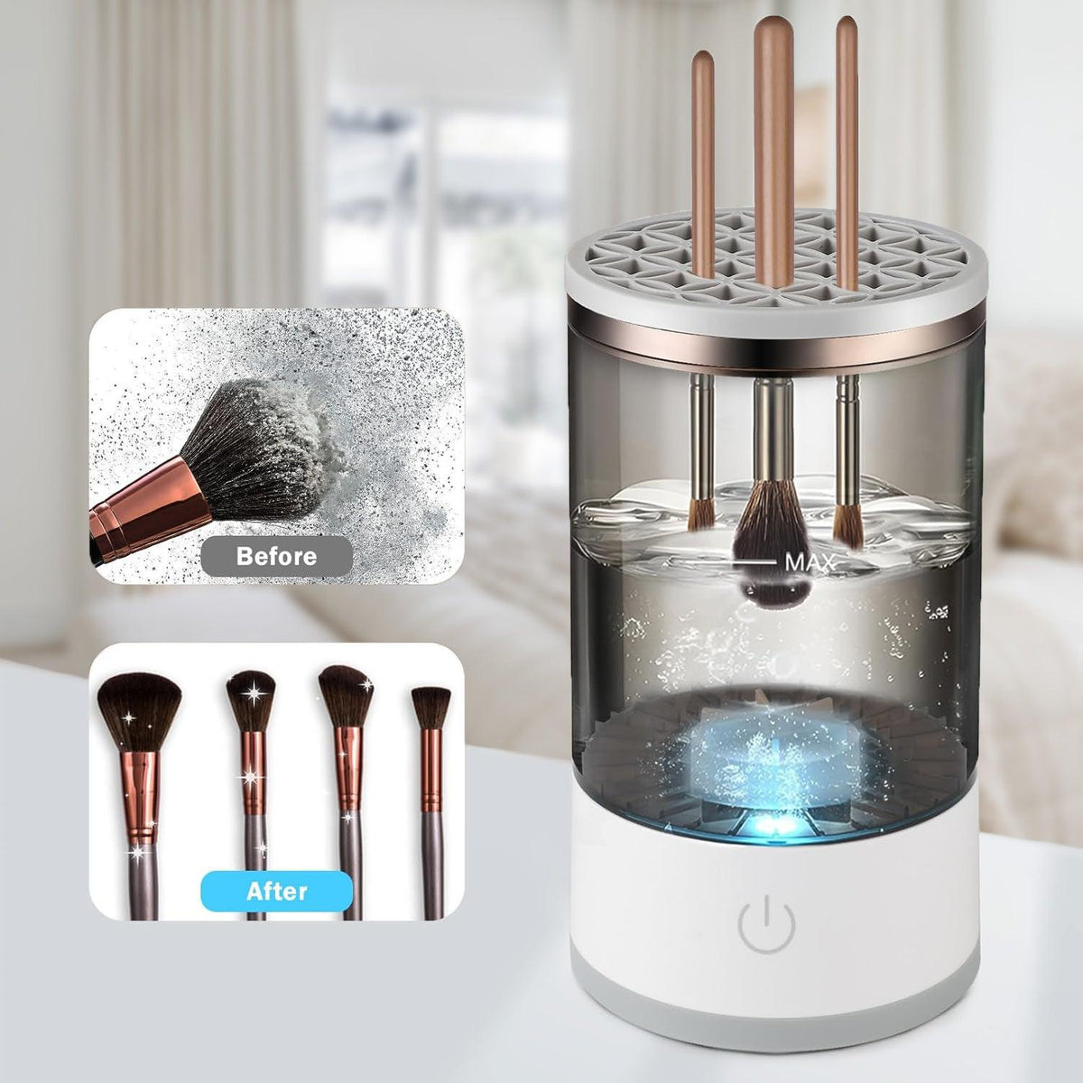 Makeup Brush Cleaner Machine - Automatic Fast Electric Brush Cleaning Holder Dryer