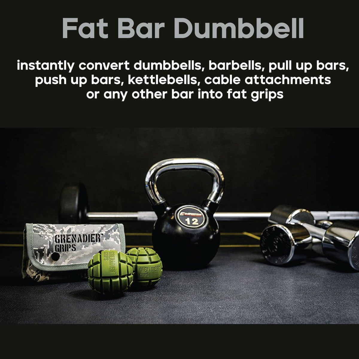 Grenadier Grips by Gunsmith - 2x Gunsmith Fitness Grenadier Grips Unique Fat Bar Dumbell/Barbell Grips For Huge Size Gains, Explosive Power