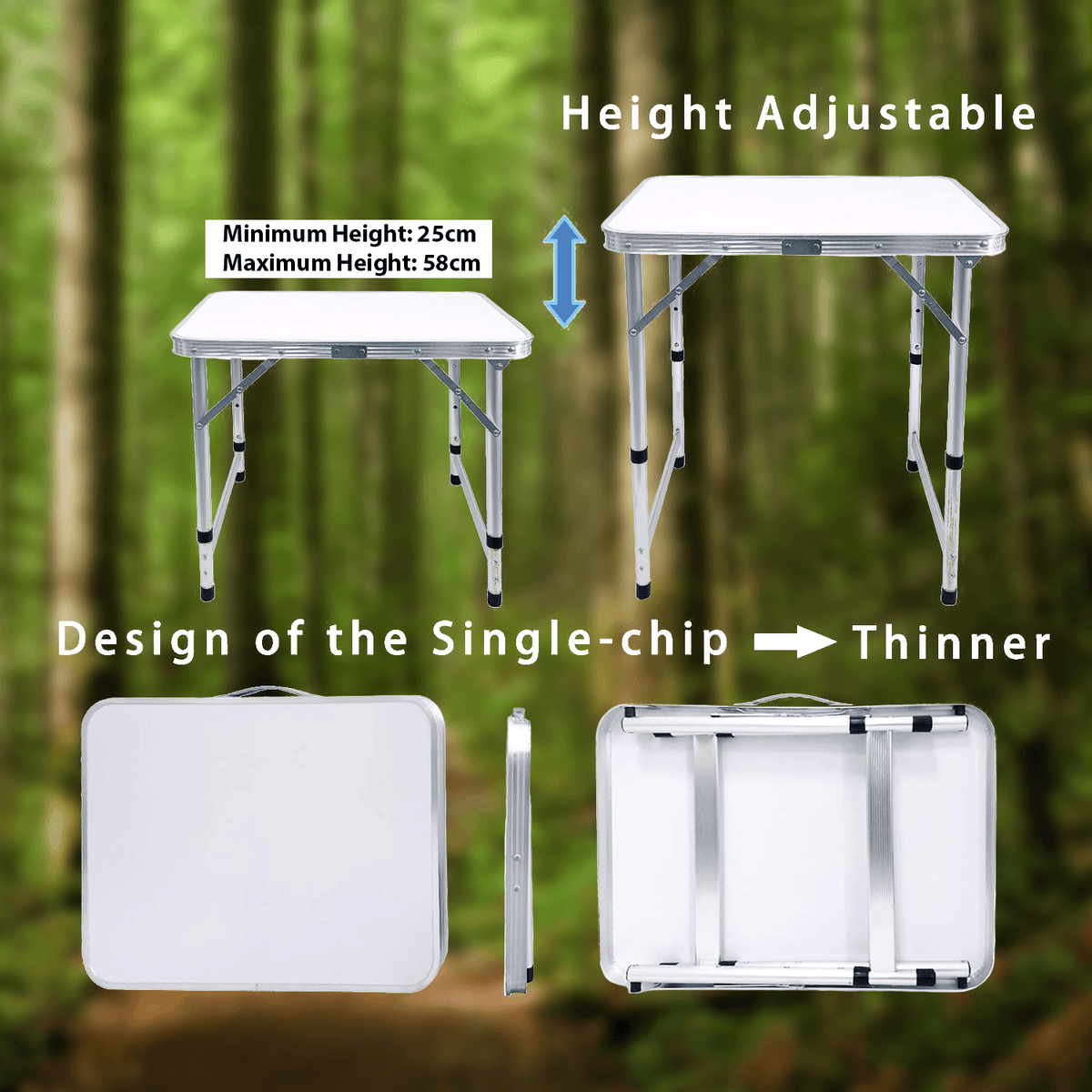 Aluminium Foldable Camping Table - Portable Outdoor Picnic & BBQ Table with Carry Handle