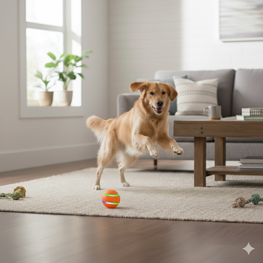Robust and durable self-rolling dog toy ball