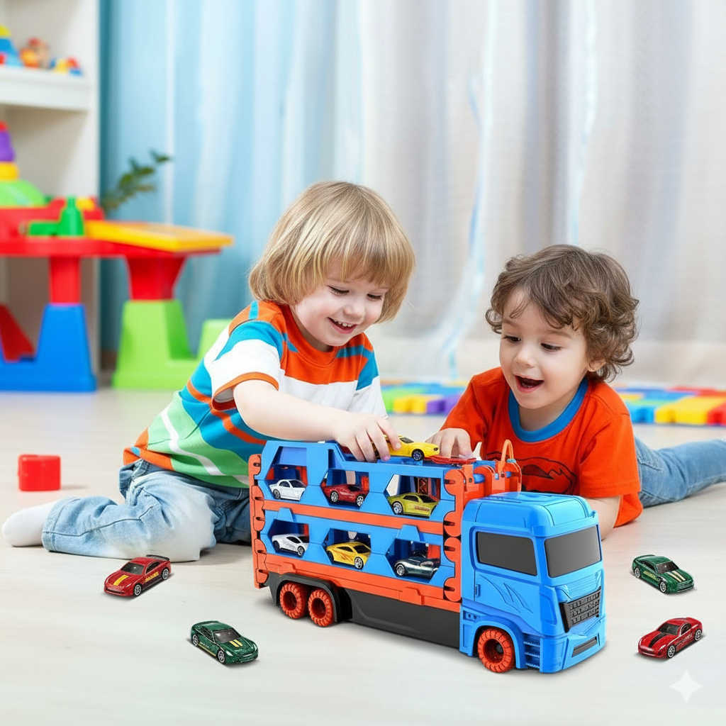 Car Play Truck with Foldable Catapult Race Track