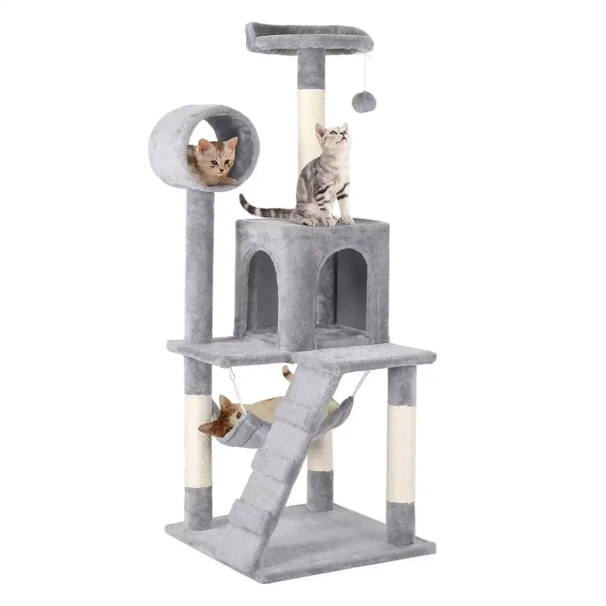 Cat Tree Scratching Post – 130cm Multi-Level Tower with Scratching Posts and Cozy Hideouts