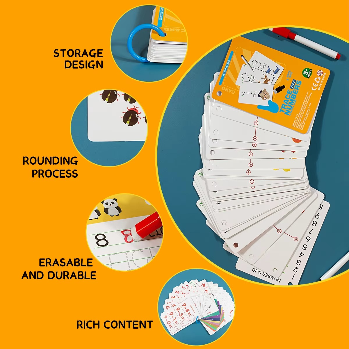 Reusable number and letter tracing book for childrens