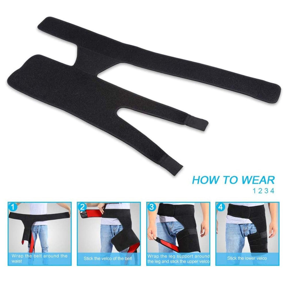 Hip Support Brace - Adjustable Thigh Hip Brace Compression Groin Support Wrap for Sciatica Pain Relief