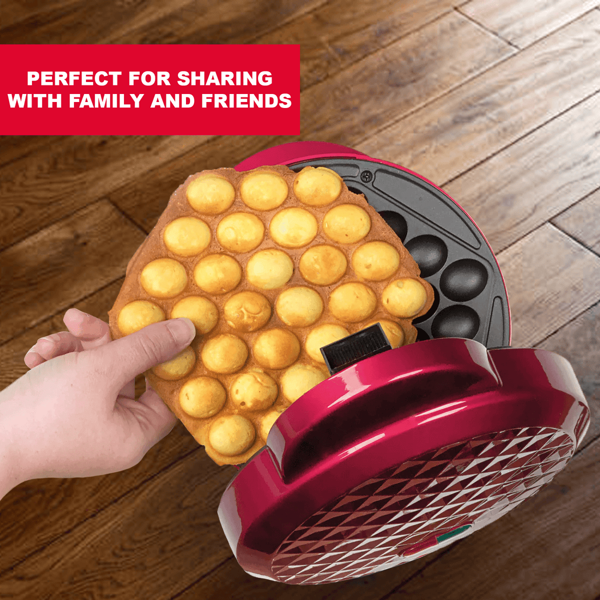 Waffle Maker Machine – Bubble & Heart Shaped Belgian Waffle Iron for Delicious Treats (1000W Non-Stick)