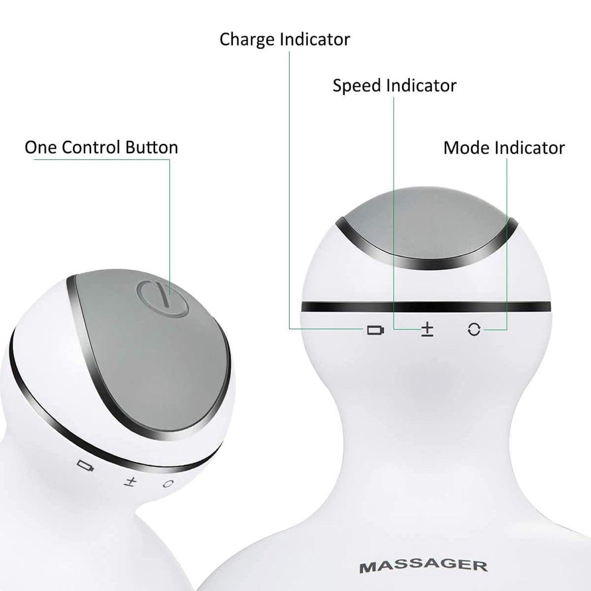 Electric Scalp Massager - 4 Replacement Massage Heads Portable Head Scratcher with Tissue Kneading Nodes