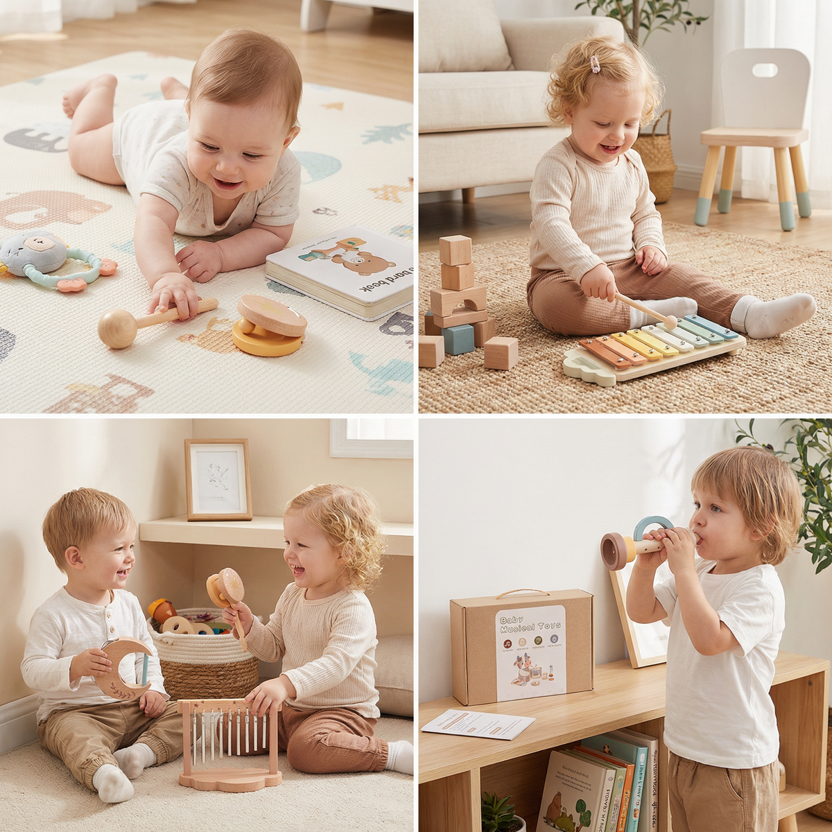 6-Piece Wooden Baby Musical Instrument Set – Sensory Sound & Music Toy