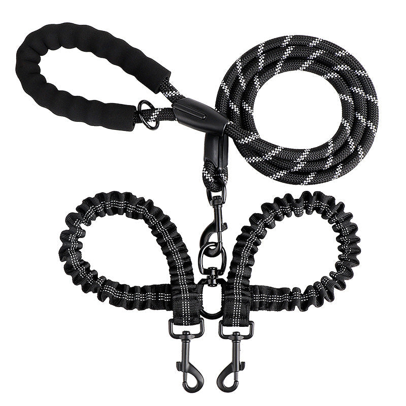2-in-1 Double Dog Lead with 360° Swivel – Tangle-Free & Shock-Absorbing