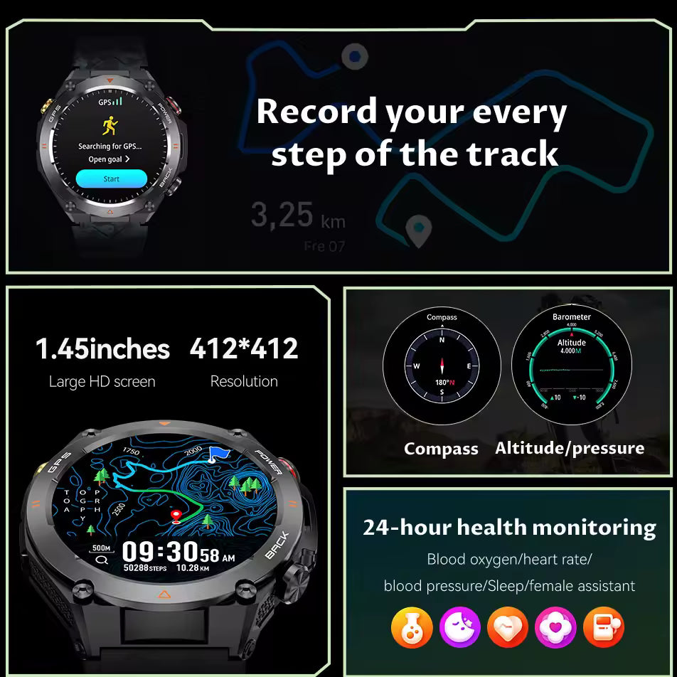 Smartwatch Airwatch Pro AI - Voice Assistant, Bluetooth Calling, GPS Fitness Tracker