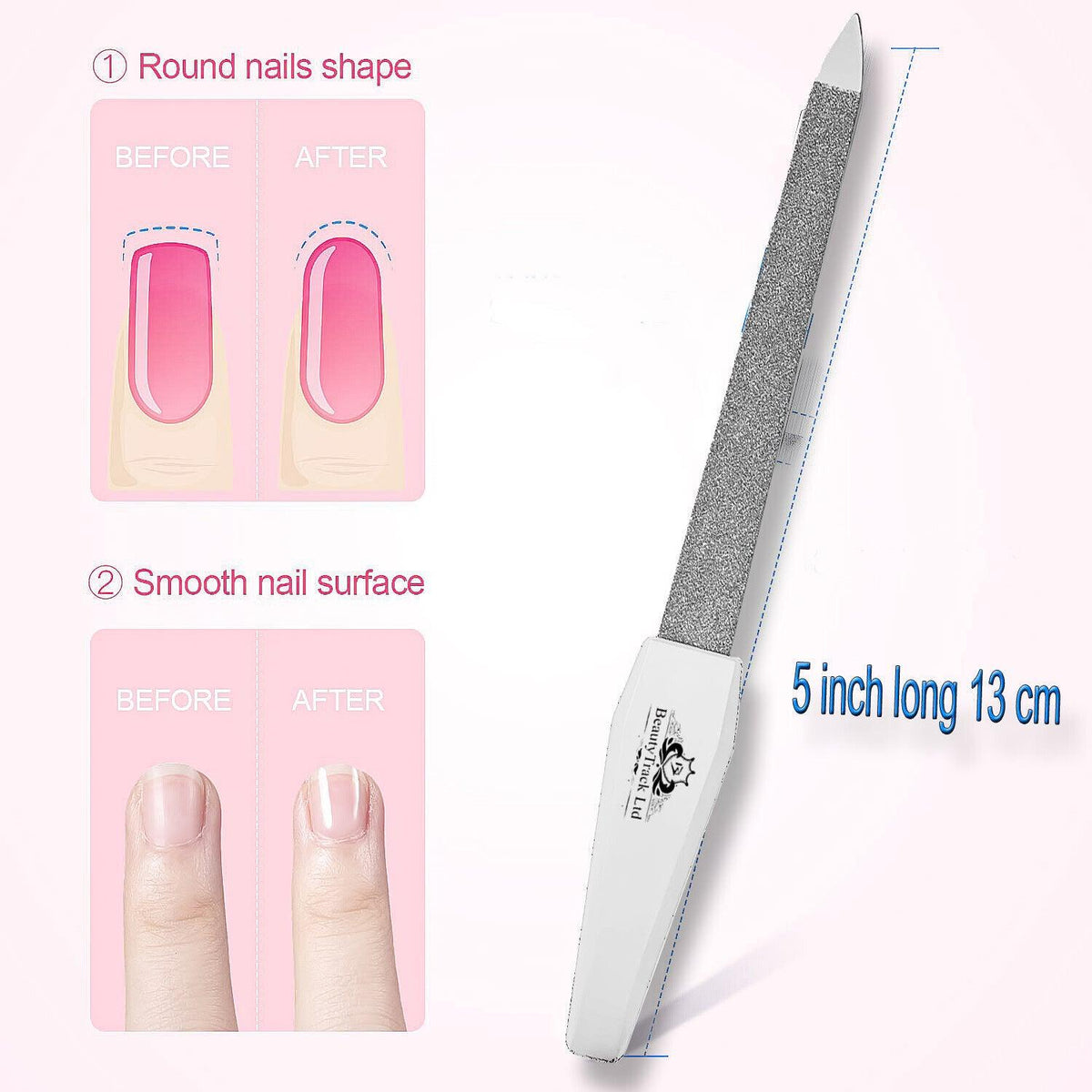 Metal File for Nails - 5" Diamond Dusted Coarse Nail Files Manicure Pedicure Tool Small Metal Nail File