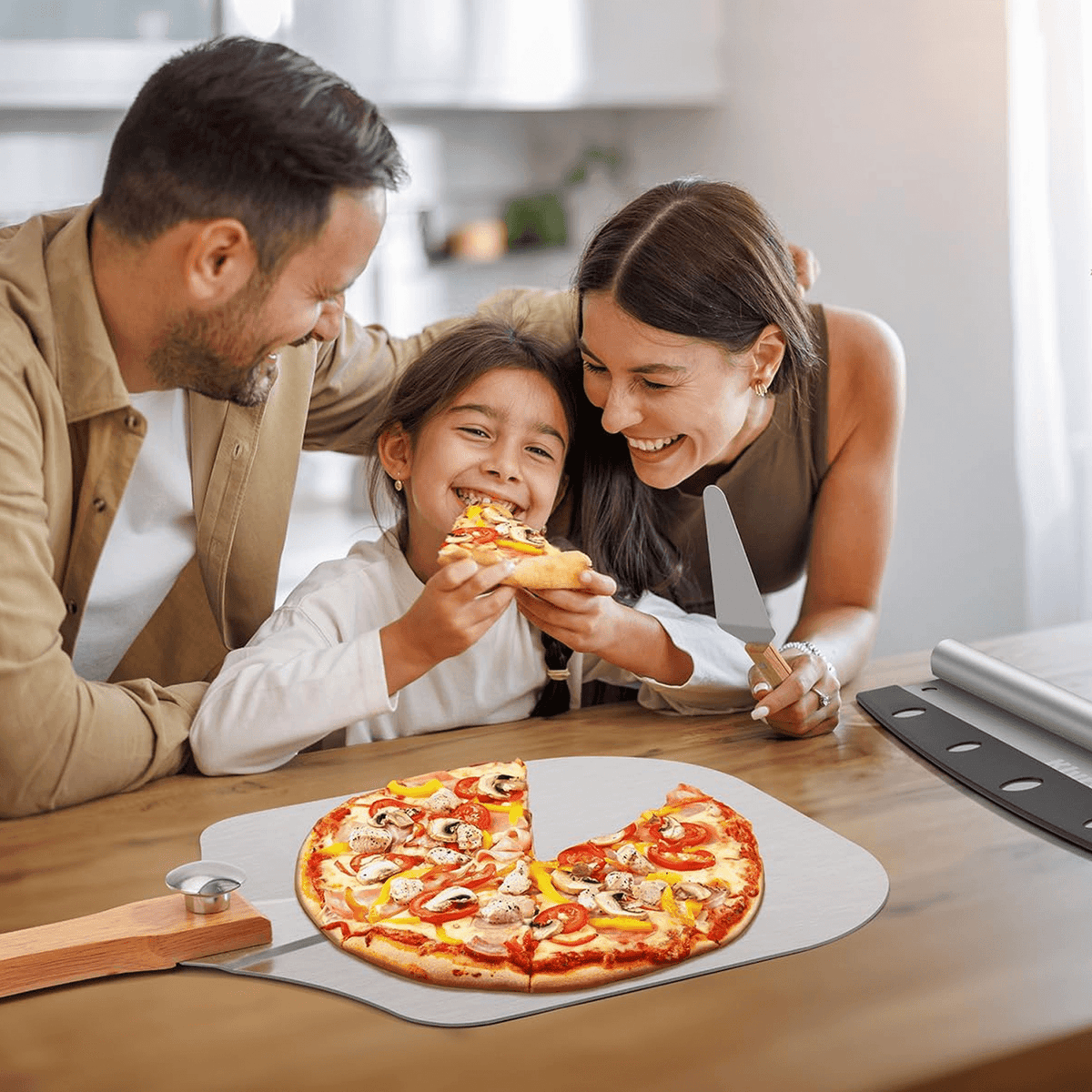 12 Inch Pizza Peel – Aluminium Pizza Peel with Wood Handle Foldable Design Pizza Cutter