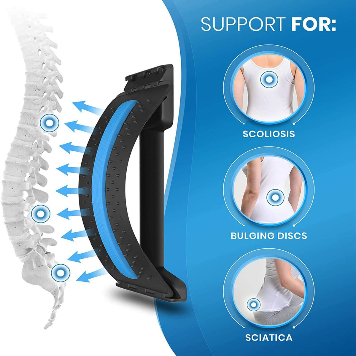 Back Stretcher Posture Corrector - Back Pain & Tension Relief Lower Lumbar Massage