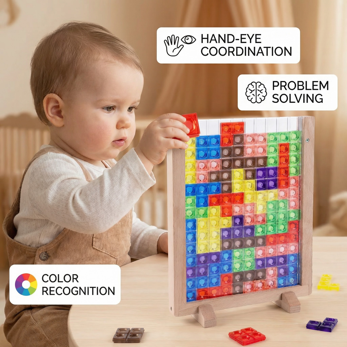 3D Colour Block Puzzle with Wooden Frame – Montessori Learning Toy