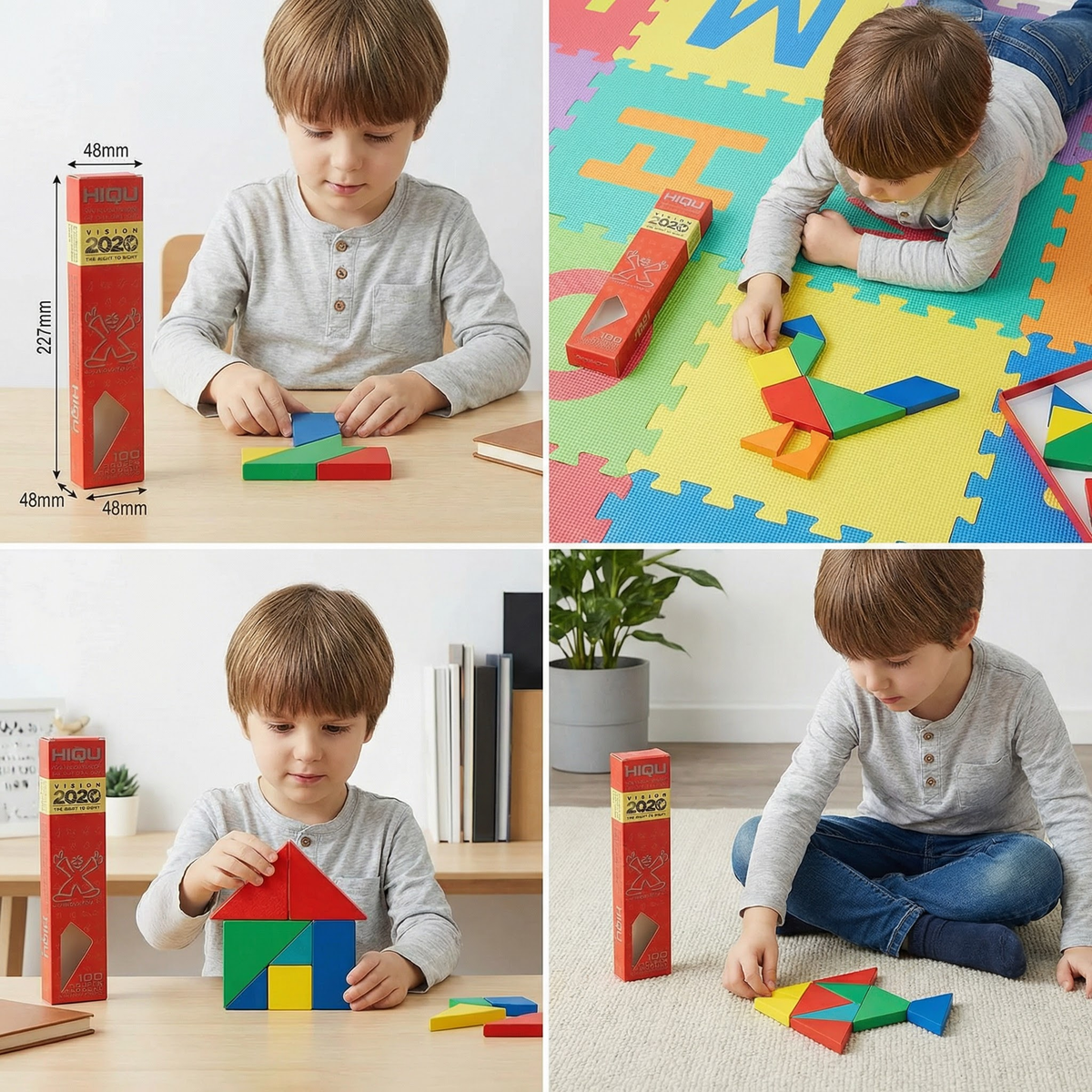Wooden Tangram Puzzle – Montessori Geometry Learning Toy for Kids