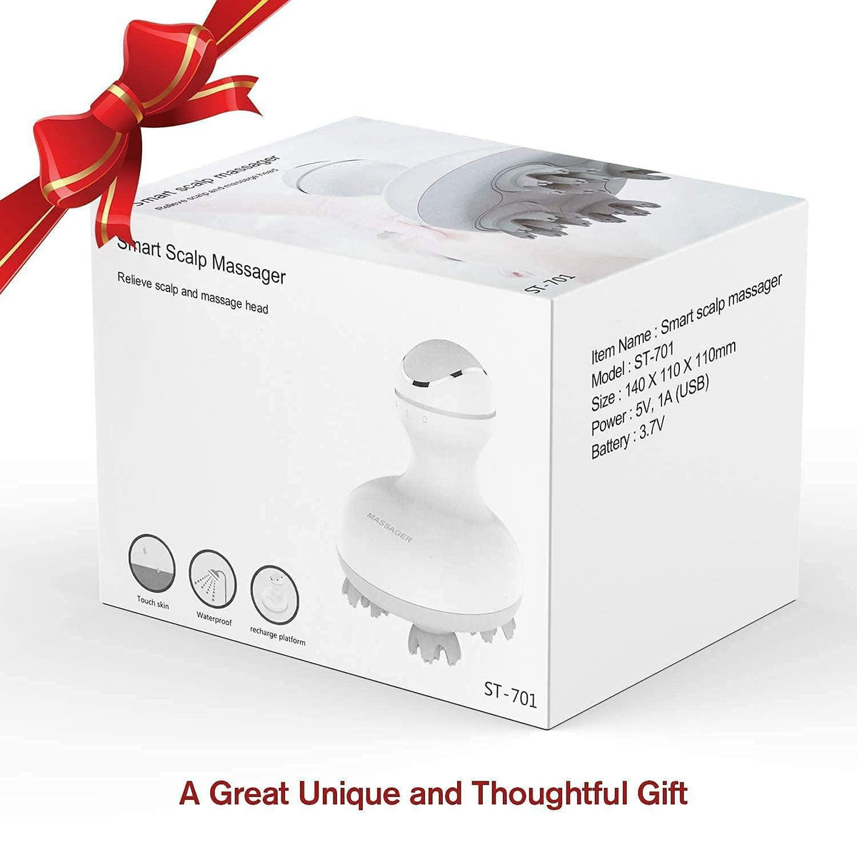 Electric Scalp Massager - 4 Replacement Massage Heads Portable Head Scratcher with Tissue Kneading Nodes