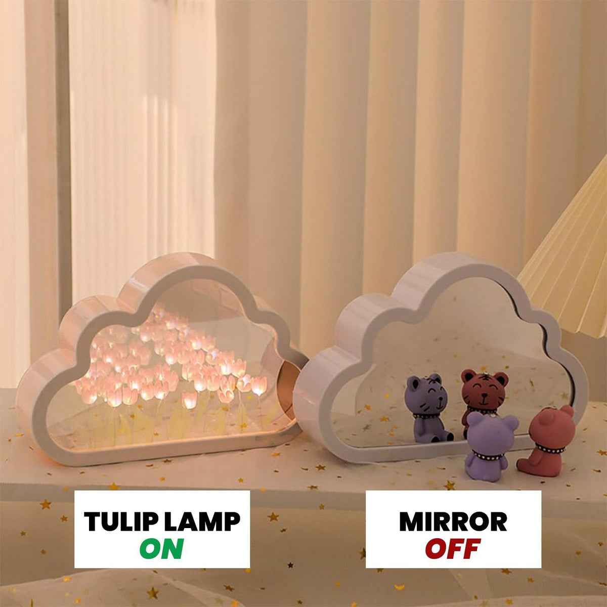 Tulip Table Lamp - Handmade Cloud Tulip Night Lights Home Decor Mirror Tulip Night Lamp For Bedroom