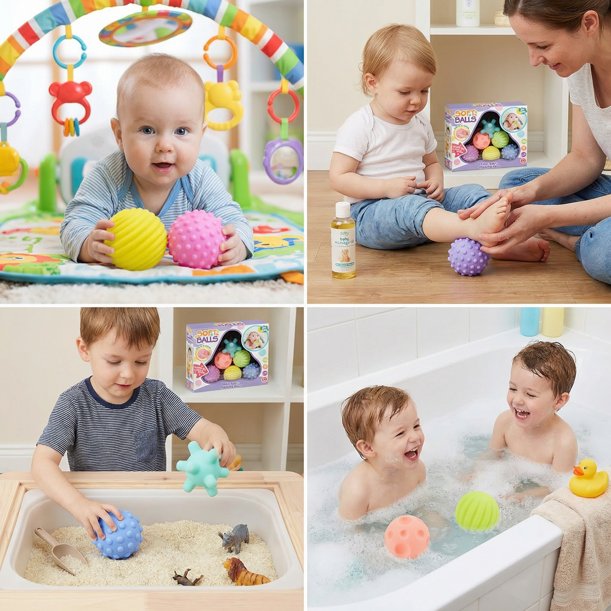 6-Piece Sensory Ball Set – Soft Textured Touch & Massage Balls for Babies & Kids
