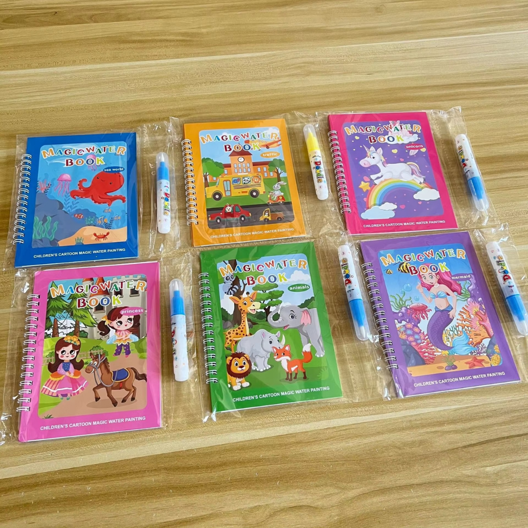 Magic Self Erasing Water Painting Book Set with Water Brush