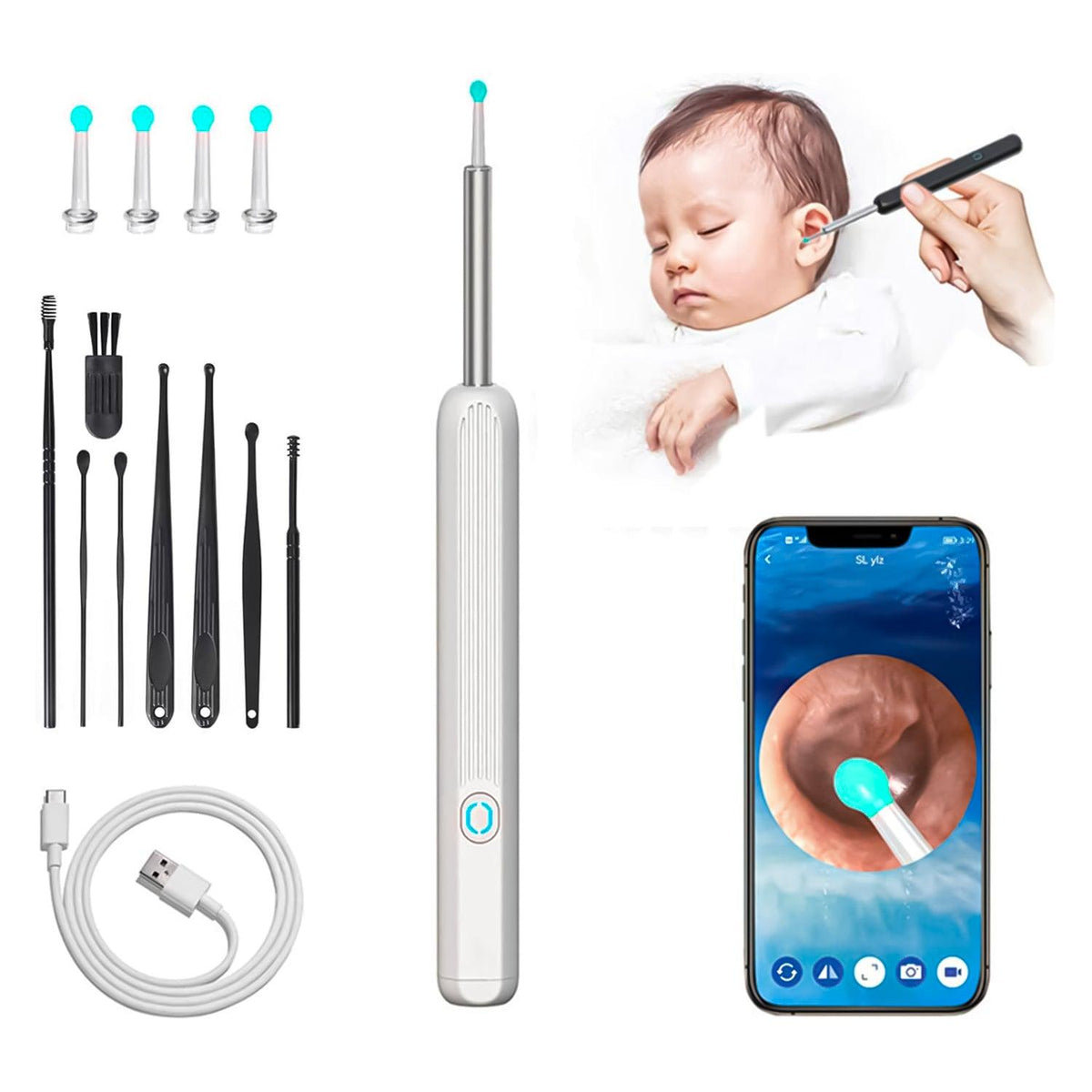 Ear Cleaning Machines - Wi -Fi visible wax elimination spoon