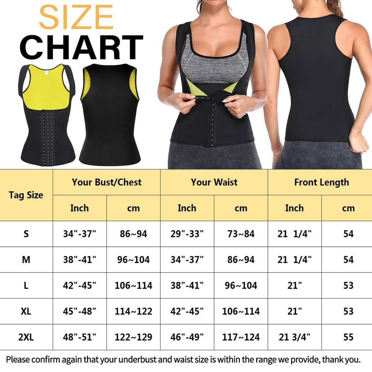 Corset for Belly Fat - Women Neoprene Sauna Sweat Waist Trainer Vest Body Shaper Weight Loss Gym Corset