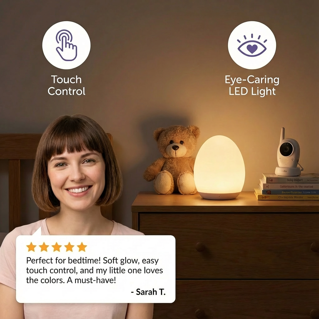 Egg-Shaped Silicone Night Light – Touch Control