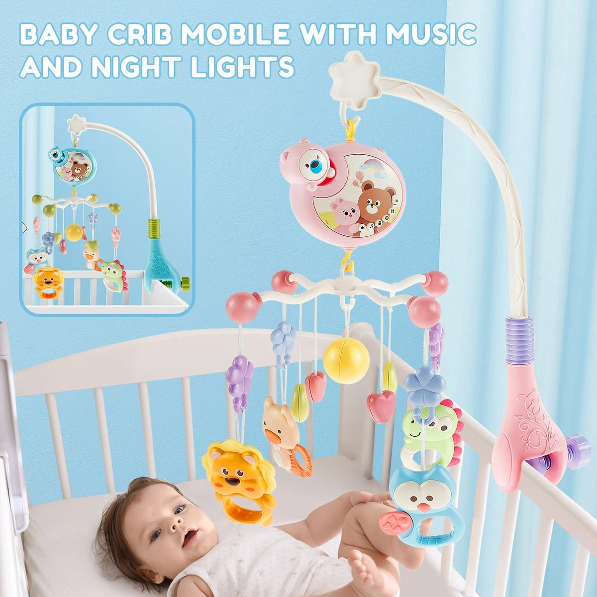 Baby crib music mobile rattle toy